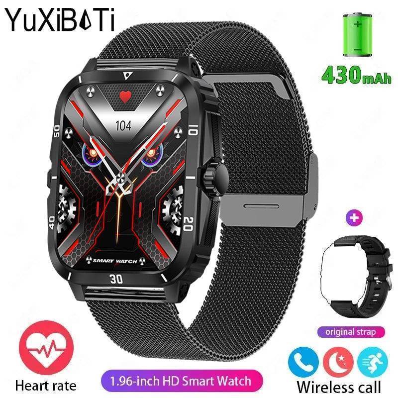 Men's Durable Military-Style Smartwatch with Bluetooth Calling & Fitness Tracking