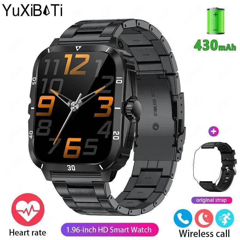 Men's Durable Military-Style Smartwatch with Bluetooth Calling & Fitness Tracking