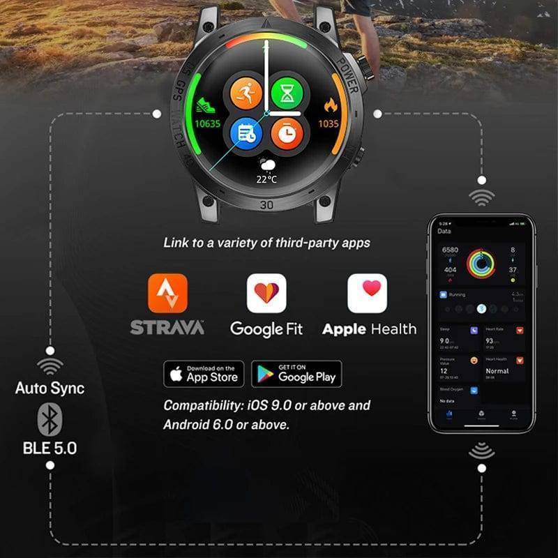 Smartwatch with GPS, Altimeter, Barometer, and Compass for Outdoor Activities