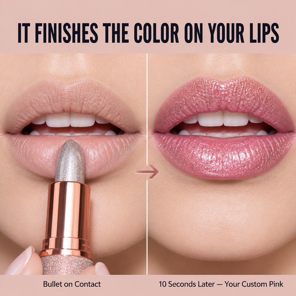 LipAura™ — Watch Glitter Melt Into Your Own Personalized Pink Shade