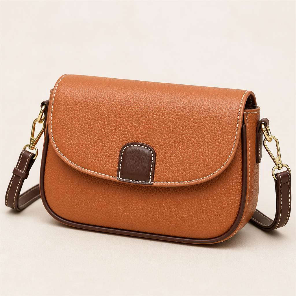 SolaraVera™ – Classic Pebbled Leather Crossbody with Magnetic Snap