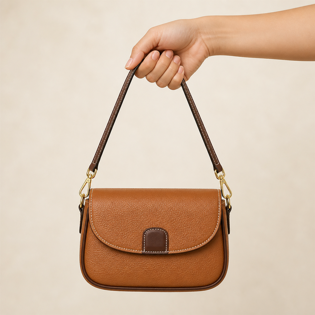 SolaraVera™ – Classic Pebbled Leather Crossbody with Magnetic Snap