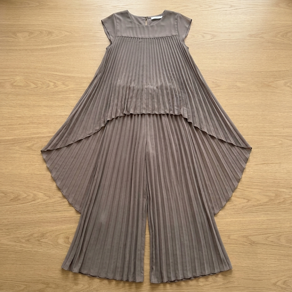 NovaLuma™ – Flowy Pleated Two-Piece Set with Asymmetric Hem