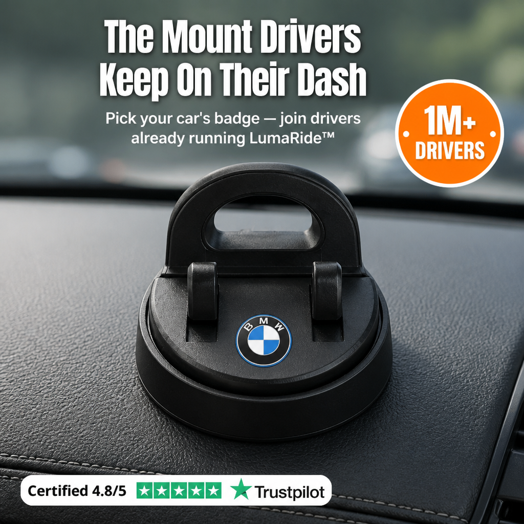 LumaRide™ — Mount Your Phone in Seconds with Your Car's Badge | 30-Day Guarantee