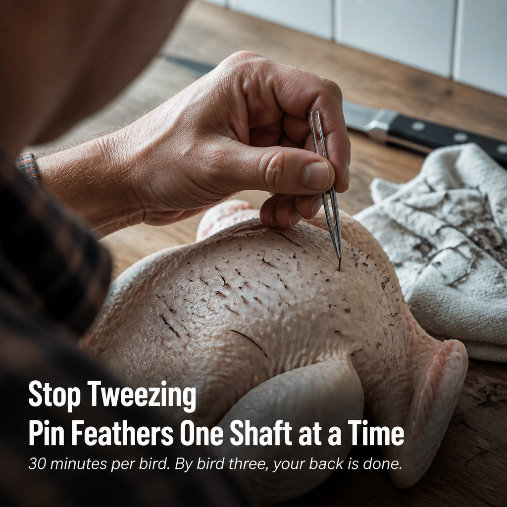 SwiftPluck™ — Pull Stubborn Pin Feathers Clean Without Tweezers or Torch