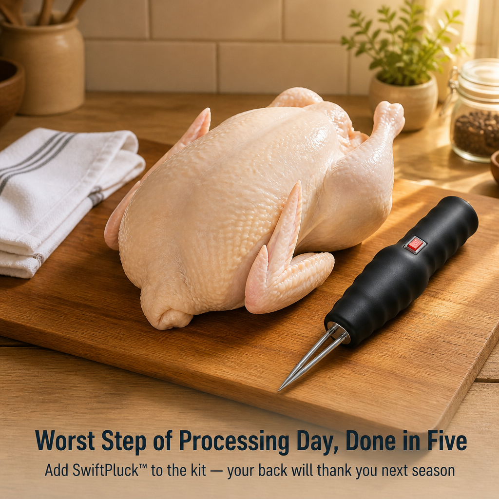 SwiftPluck™ — Pull Stubborn Pin Feathers Clean Without Tweezers or Torch