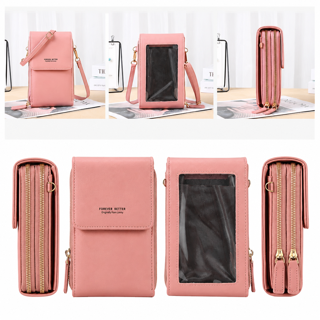 VividGuard™ – Hands-Free Touchscreen Crossbody Phone Bag with RFID Protection