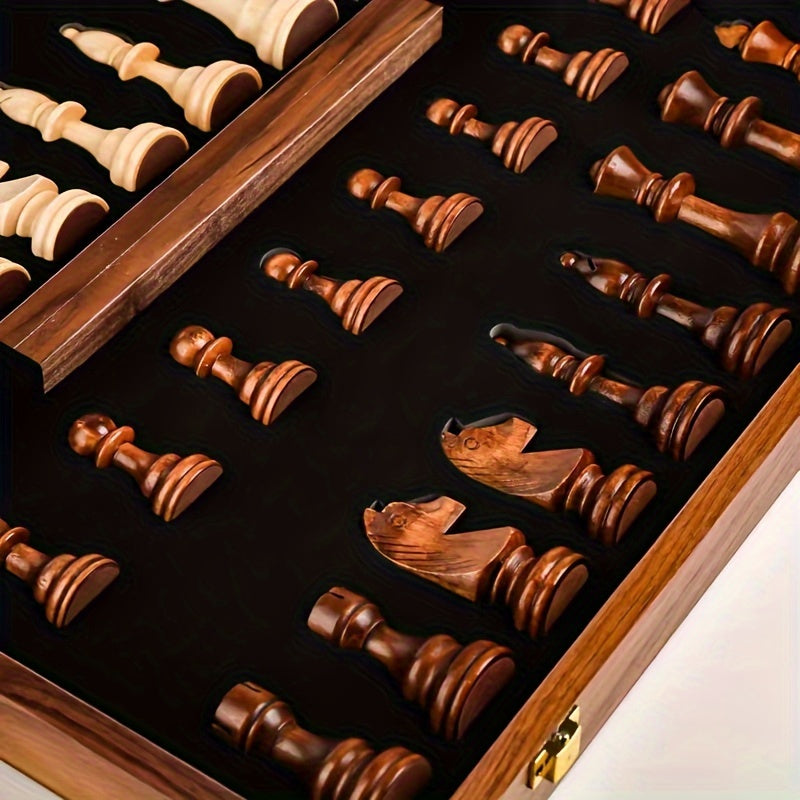 Folding Wooden Chess Set with Chess Pieces
