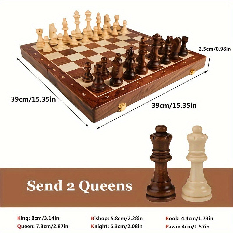Folding Wooden Chess Set with Chess Pieces