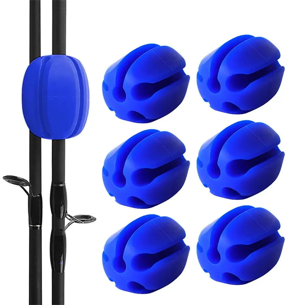 6-Piece Silicone Straps for Fishing Rods - Protective Holder Set