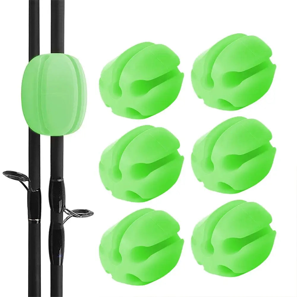 6-Piece Silicone Straps for Fishing Rods - Protective Holder Set