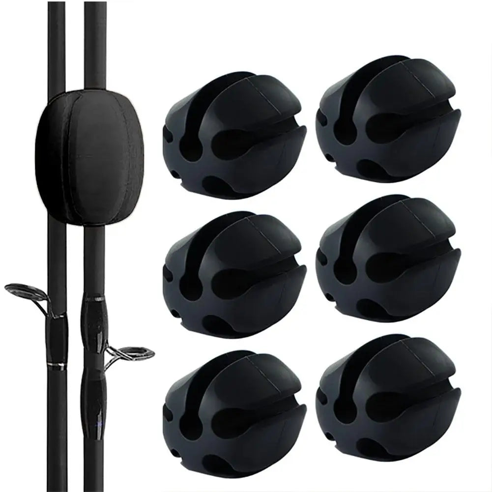 6-Piece Silicone Straps for Fishing Rods - Protective Holder Set