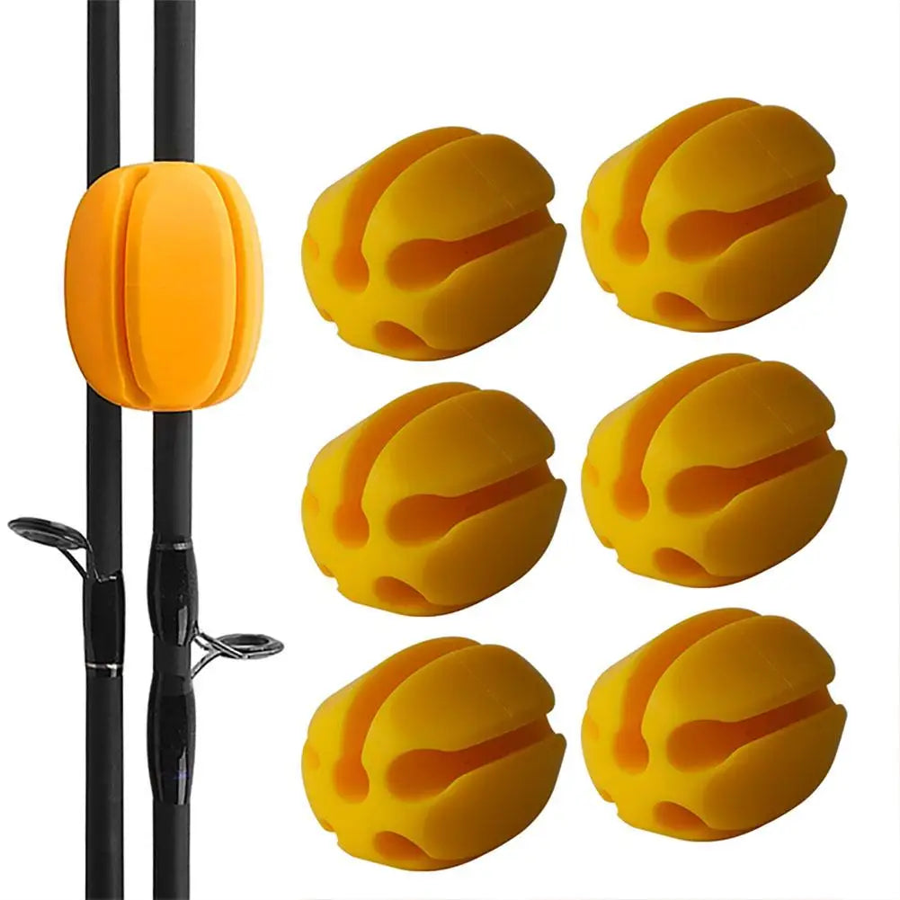 6-Piece Silicone Straps for Fishing Rods - Protective Holder Set
