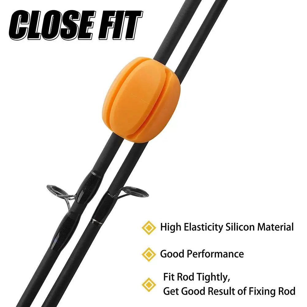 6-Piece Silicone Straps for Fishing Rods - Protective Holder Set
