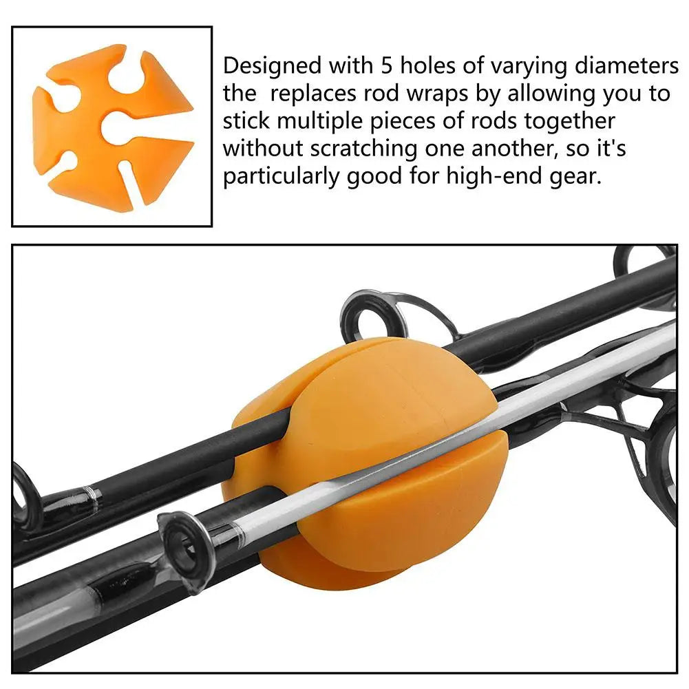 6-Piece Silicone Straps for Fishing Rods - Protective Holder Set