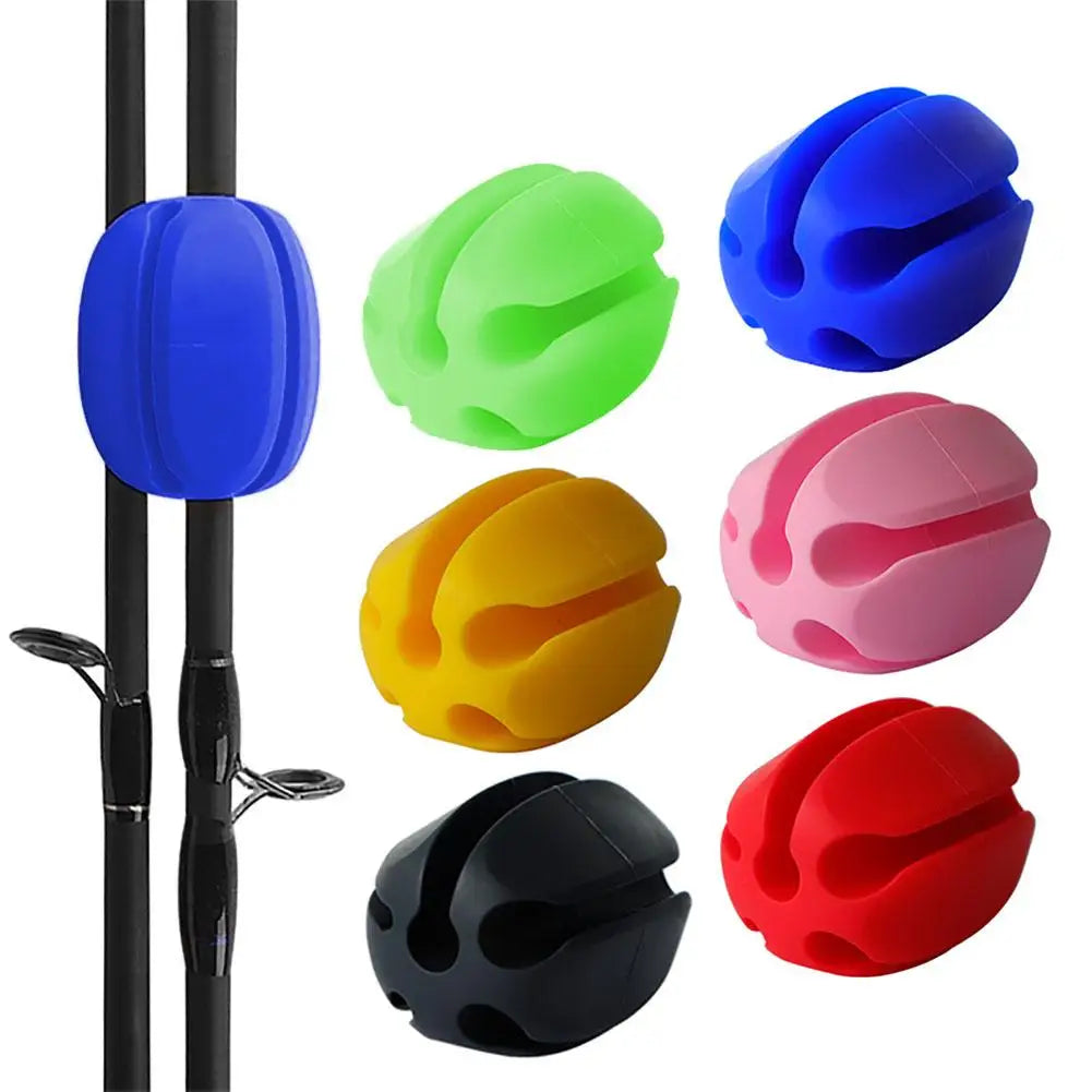6-Piece Silicone Straps for Fishing Rods - Protective Holder Set
