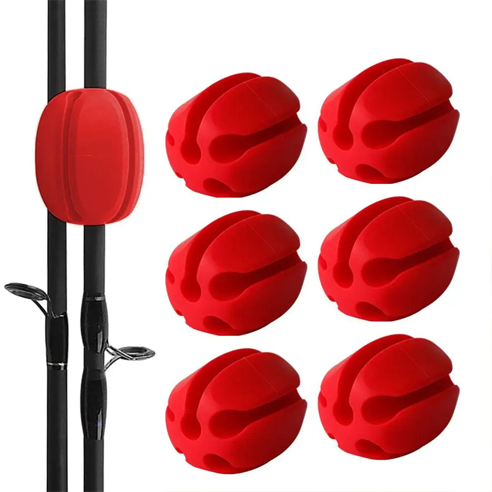 6-Piece Silicone Straps for Fishing Rods - Protective Holder Set