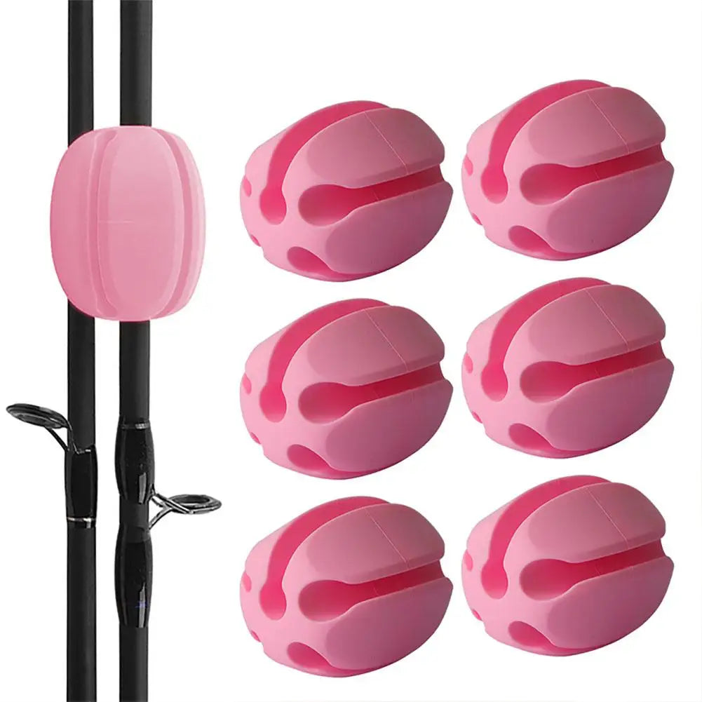 6-Piece Silicone Straps for Fishing Rods - Protective Holder Set