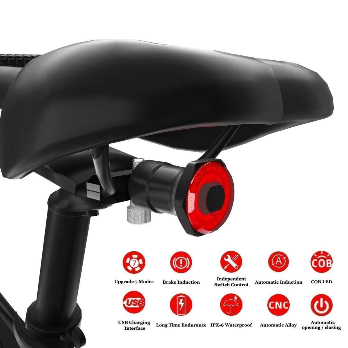 USB Rechargeable Rear Light with Smart Brake Detection for Bicycles