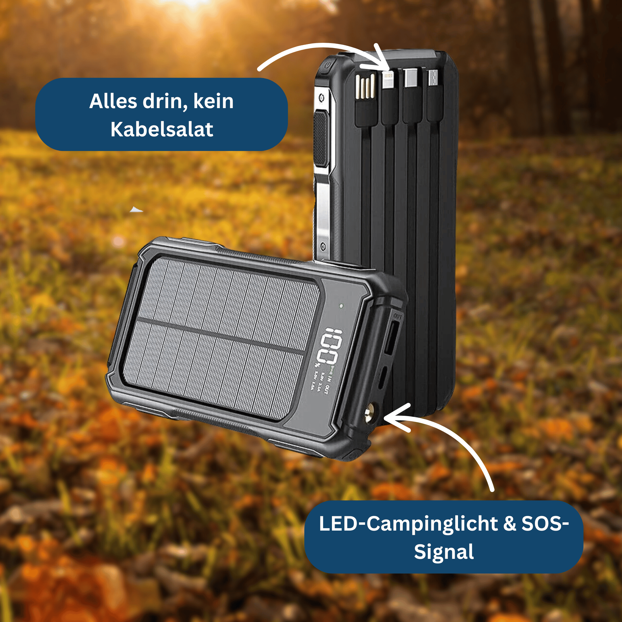 20,000mAh Portable Solar Power Bank featuring LED Screen
