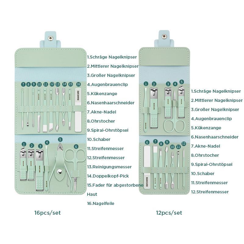 Portable Nail Clipper Set with Case - 12/16 Pieces