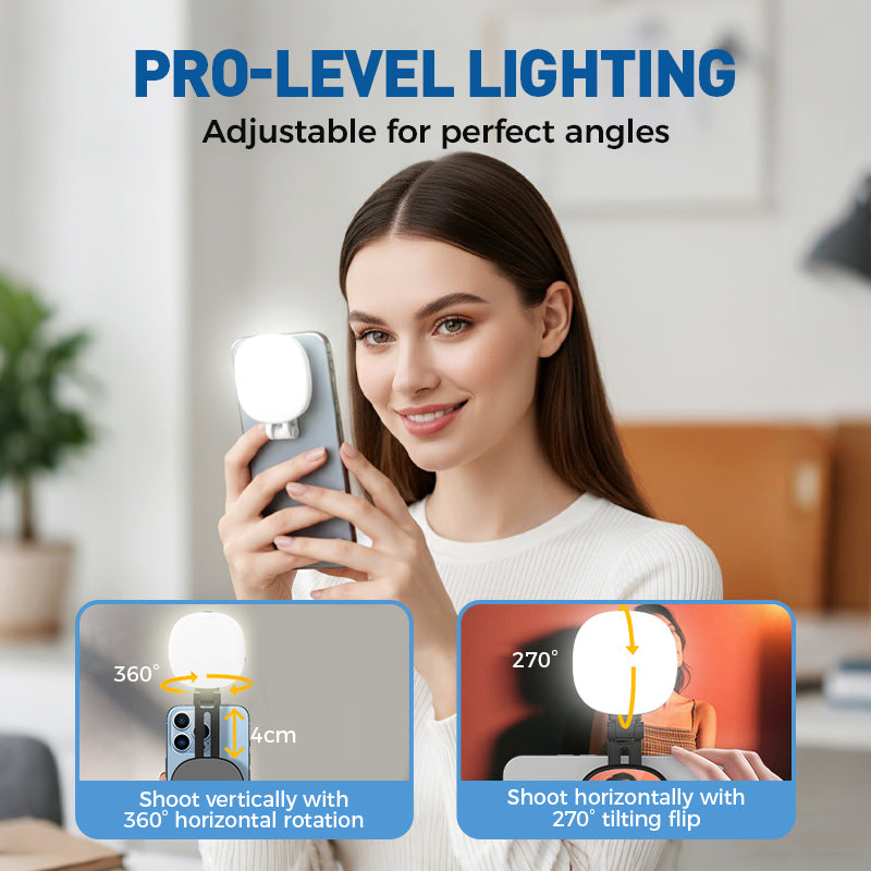 3-in-1 Selfie Light with Mirror and Smartphone Holder