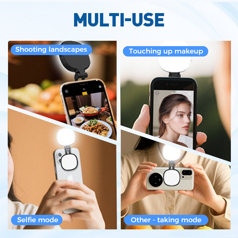 3-in-1 Selfie Light with Mirror and Smartphone Holder