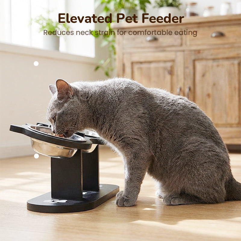 Ergonomic Pet Feeder Stand with 3 Stainless Steel Bowls