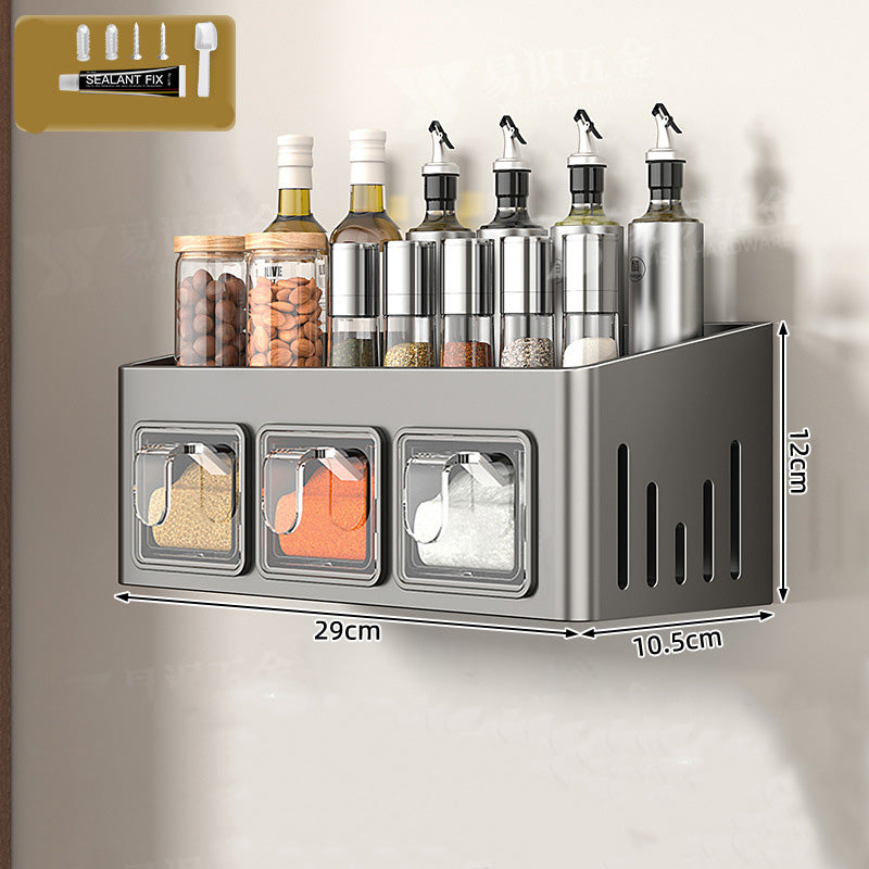 Spice Rack with No Drilling – 3 Clear Drawers