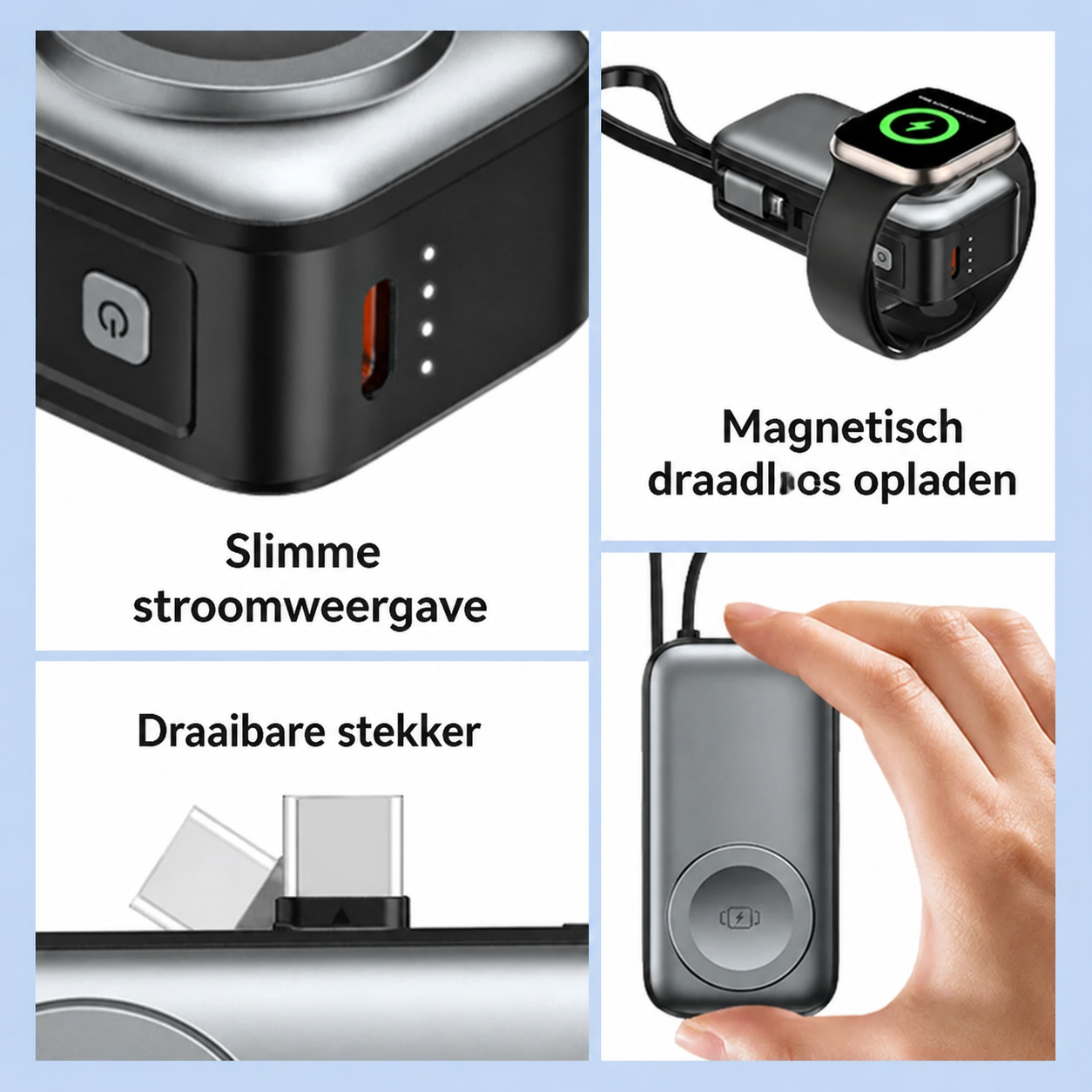 3-in-1 Magnetic Power Bank with Wireless Charging Capability