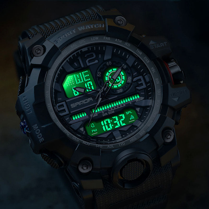 Men's Multi-Function Watch with Luminous Display and Water Resistance