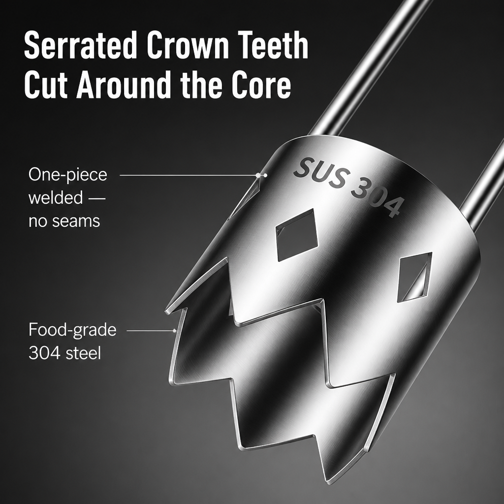SteelCore™ — Core Peppers, Apples & Pears in One Twist, Zero Seed Mess