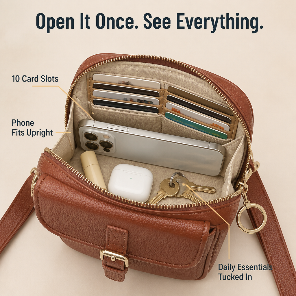 VeroCraft™ — Carry Phone, Cards & Daily Essentials in One Slim Crossbody