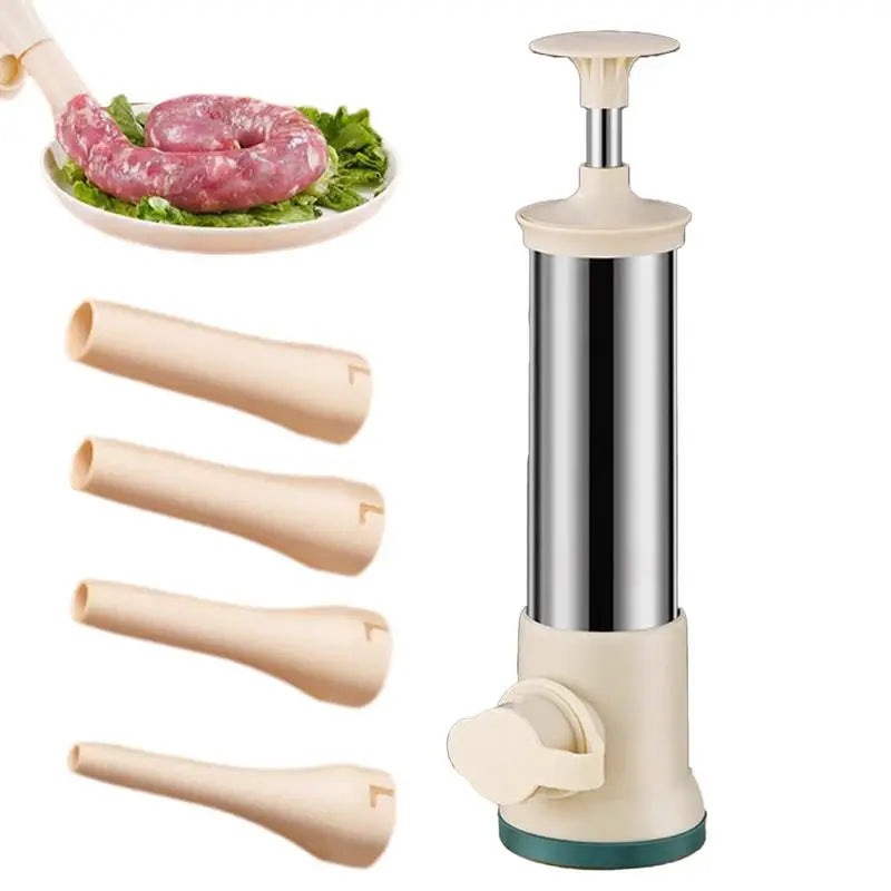 Manual Stainless Steel Sausage Filler with 4 Nozzles