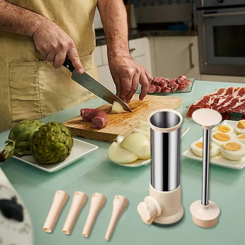 Manual Stainless Steel Sausage Filler with 4 Nozzles