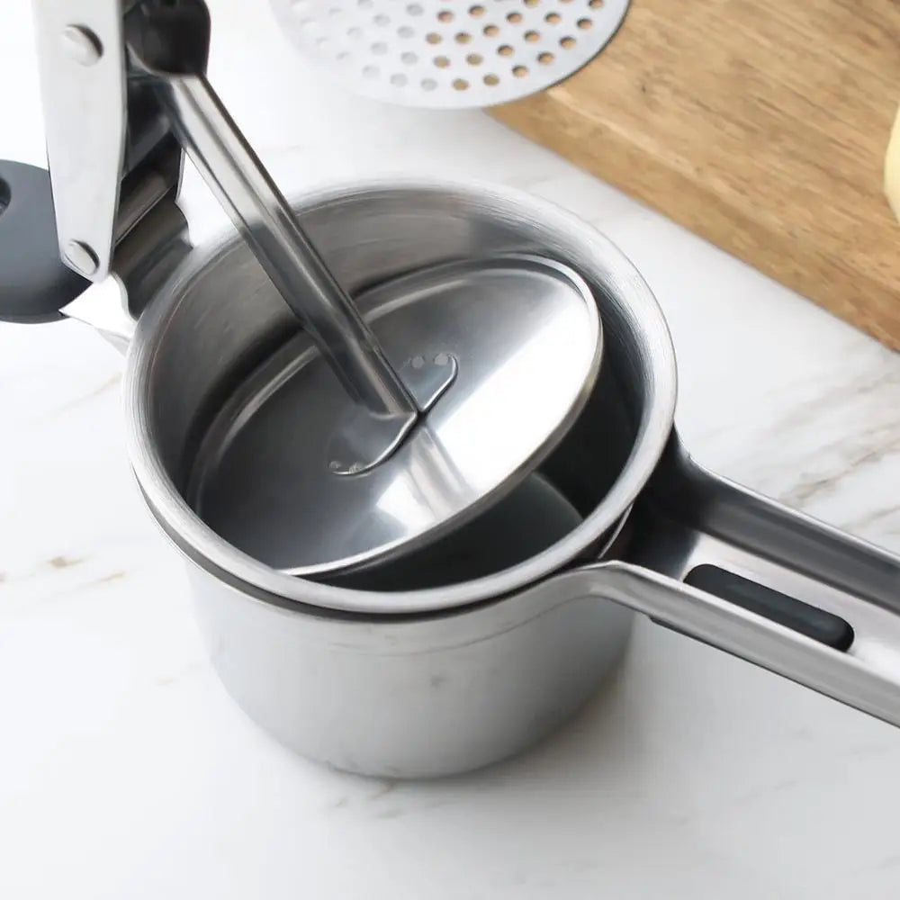 Stainless Steel Potato Masher with 3 Discs for Different Textures