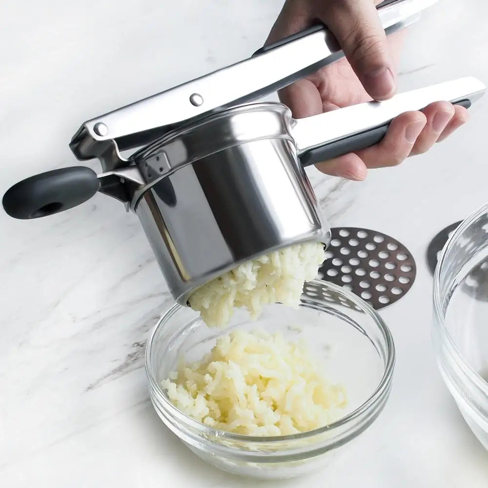 Stainless Steel Potato Masher with 3 Discs for Different Textures