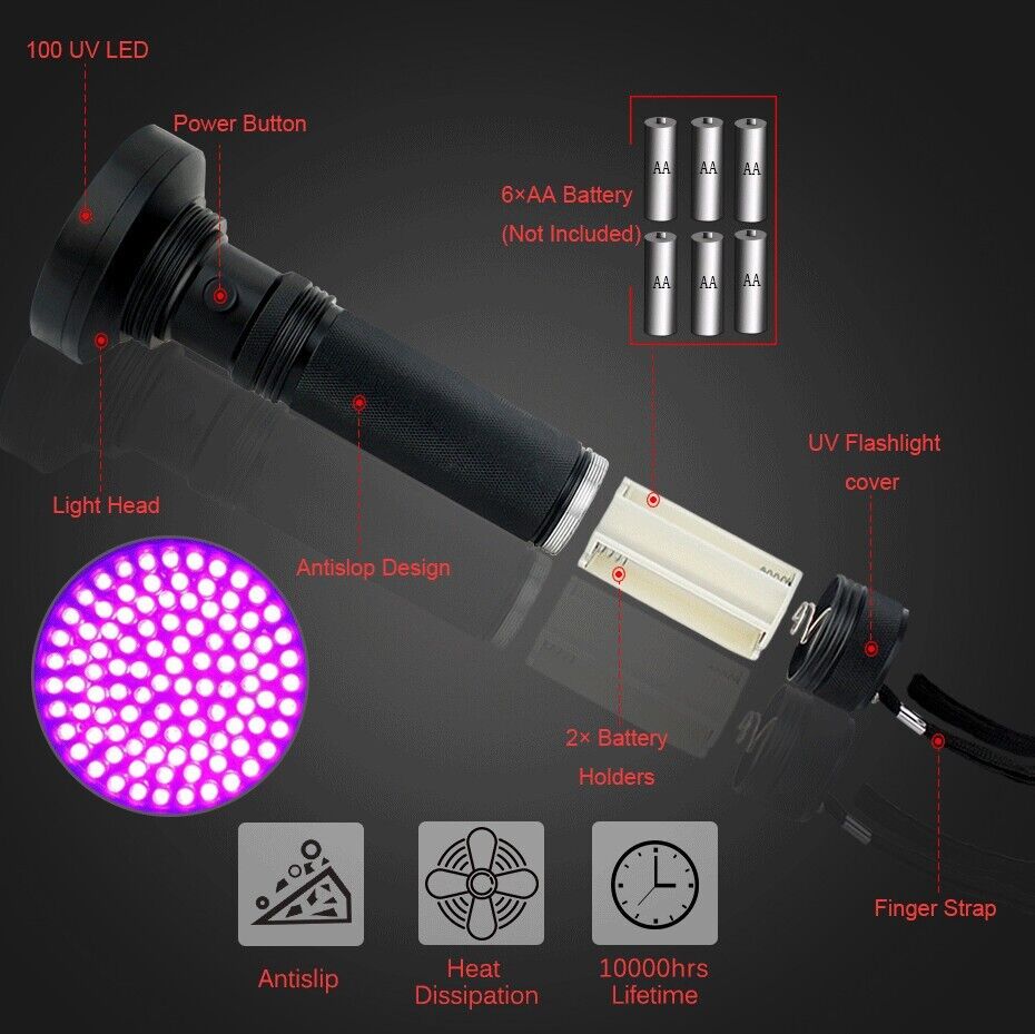 395nm UV LED Flashlight - High Intensity Blacklight