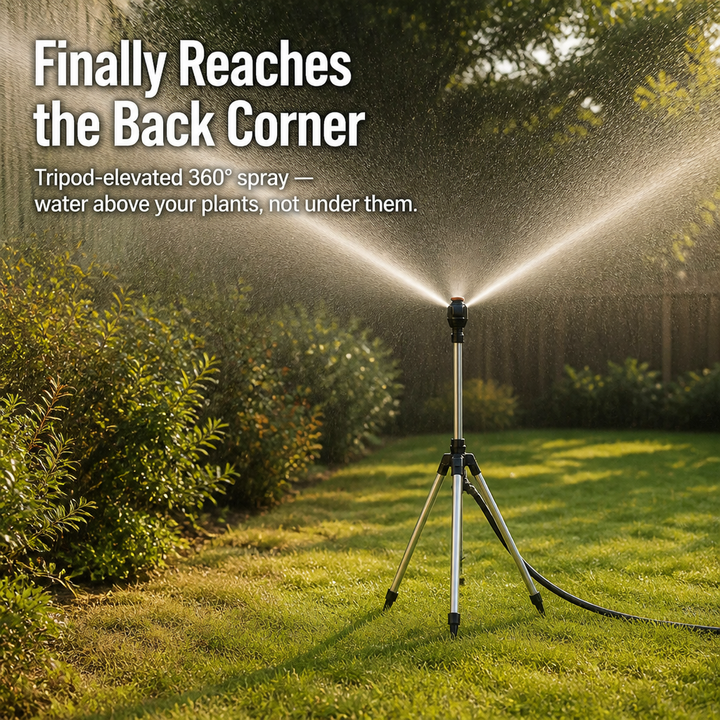 HydraMist™ — Lift Your Sprinkler Above the Plants and Cover Every Corner