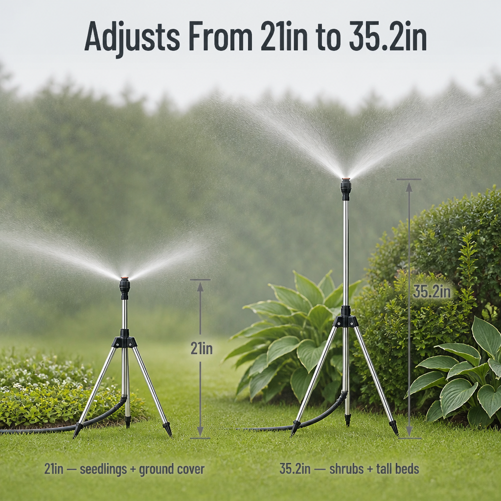 HydraMist™ — Lift Your Sprinkler Above the Plants and Cover Every Corner