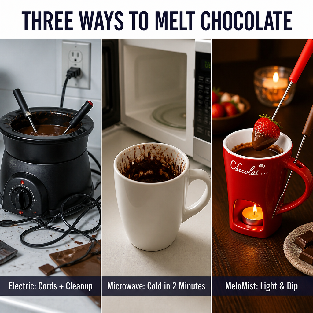 MeloMist™ — Light a Tealight, Melt Chocolate, Skip the Fondue Pot