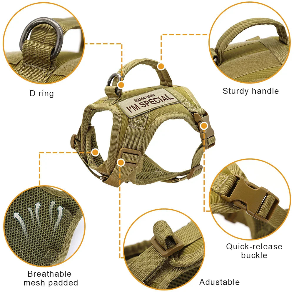 Tactical Cat Harness Vest with D-Ring for Leash Attachment