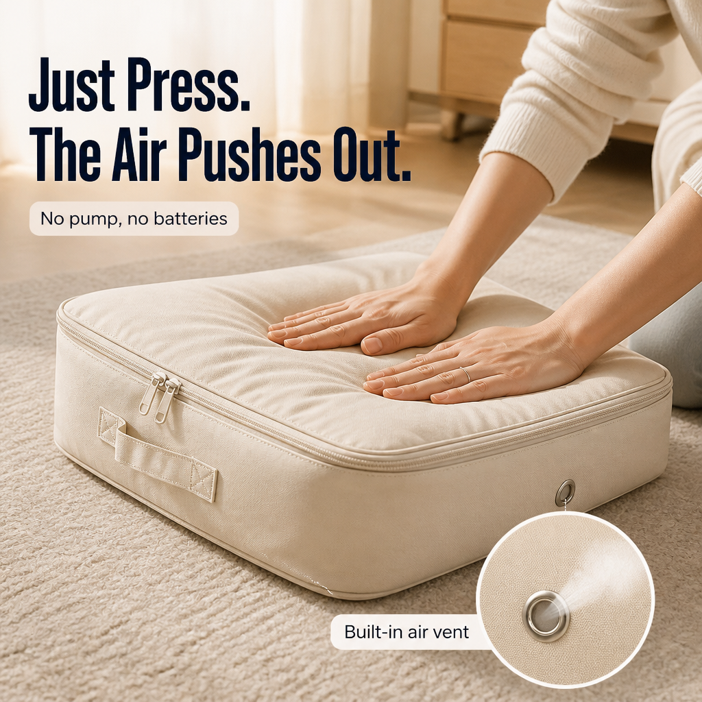 SpaceVibe™ — Press Bulky Bedding Flat and Get Your Closet Space Back
