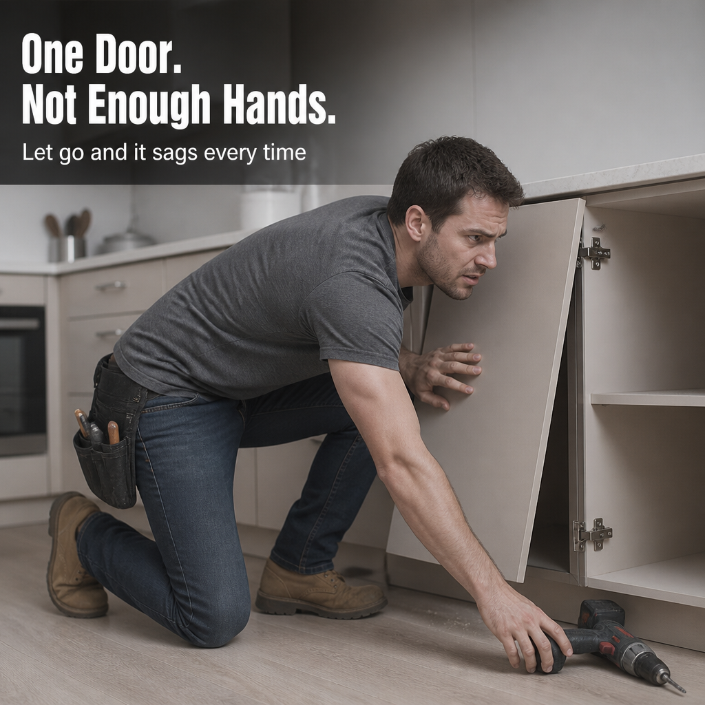 TrueAlign™ — Hang Cabinet Doors Dead Level the First Time, Solo