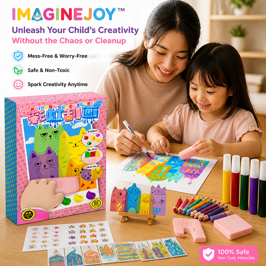 ImagineJoy™ — Squeeze, Scrape & Reveal Rainbow Art With Zero Table Mess | Screen-Free Fun