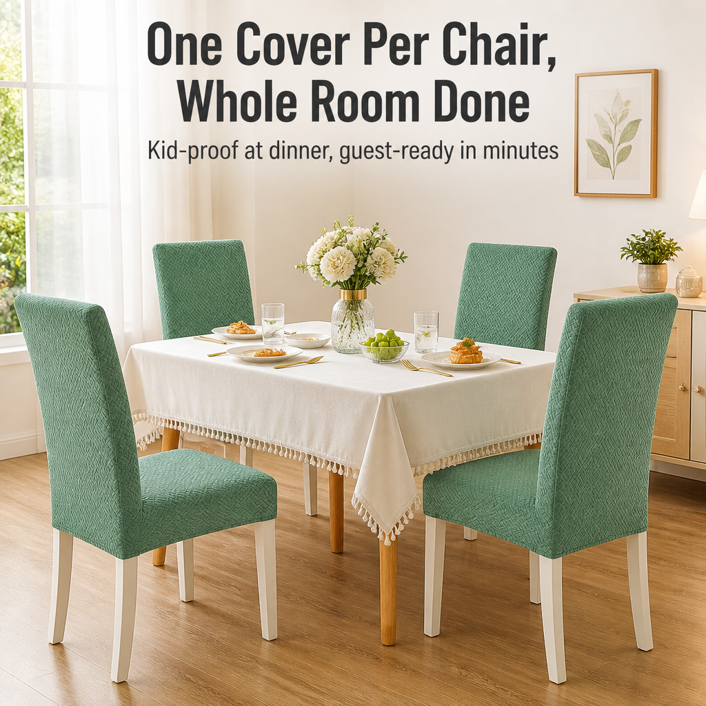 LuxoraFit™ — Cover Tired Dining Chairs in Spill-Resistant, Stay-Put Style