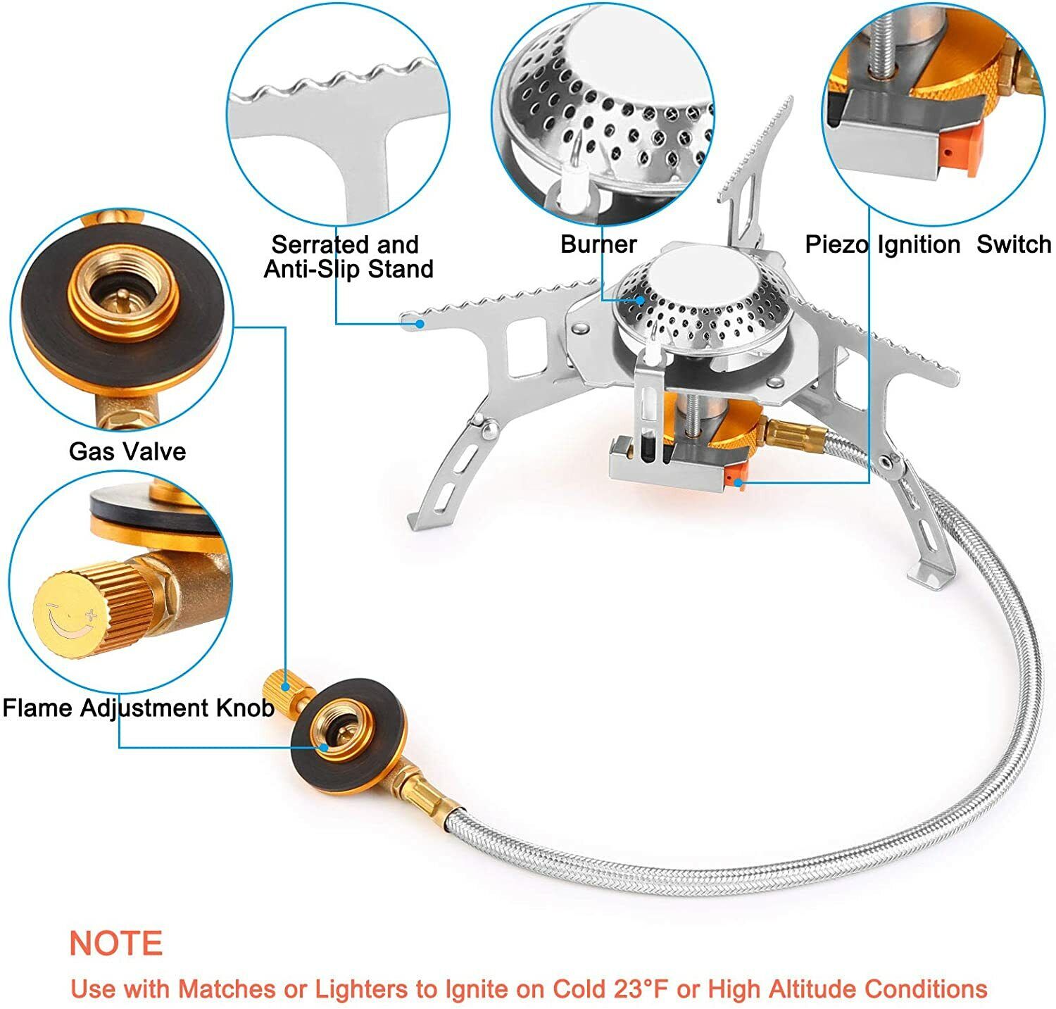 Portable Gas Stove 3700W for Camping with Piezo Ignition – Ultralight