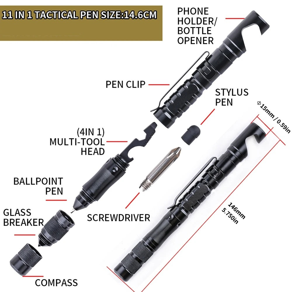 Survival Tool Pen with 11 Functions for Tactical Use