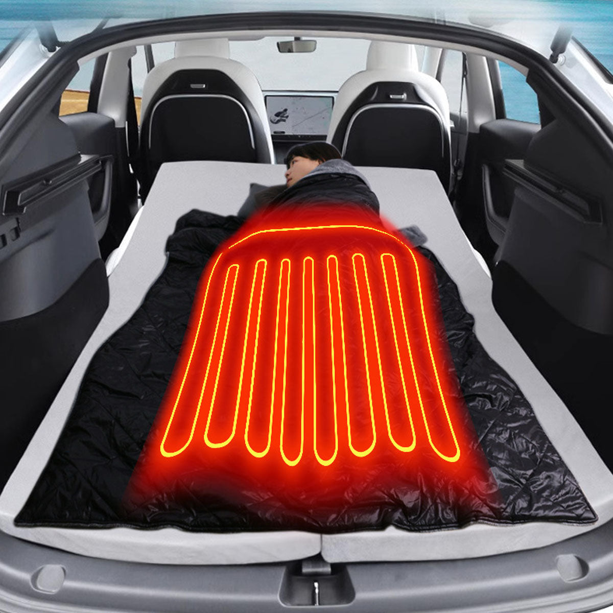 Portable 12V Heated Blanket for Car Travel with USB Connection