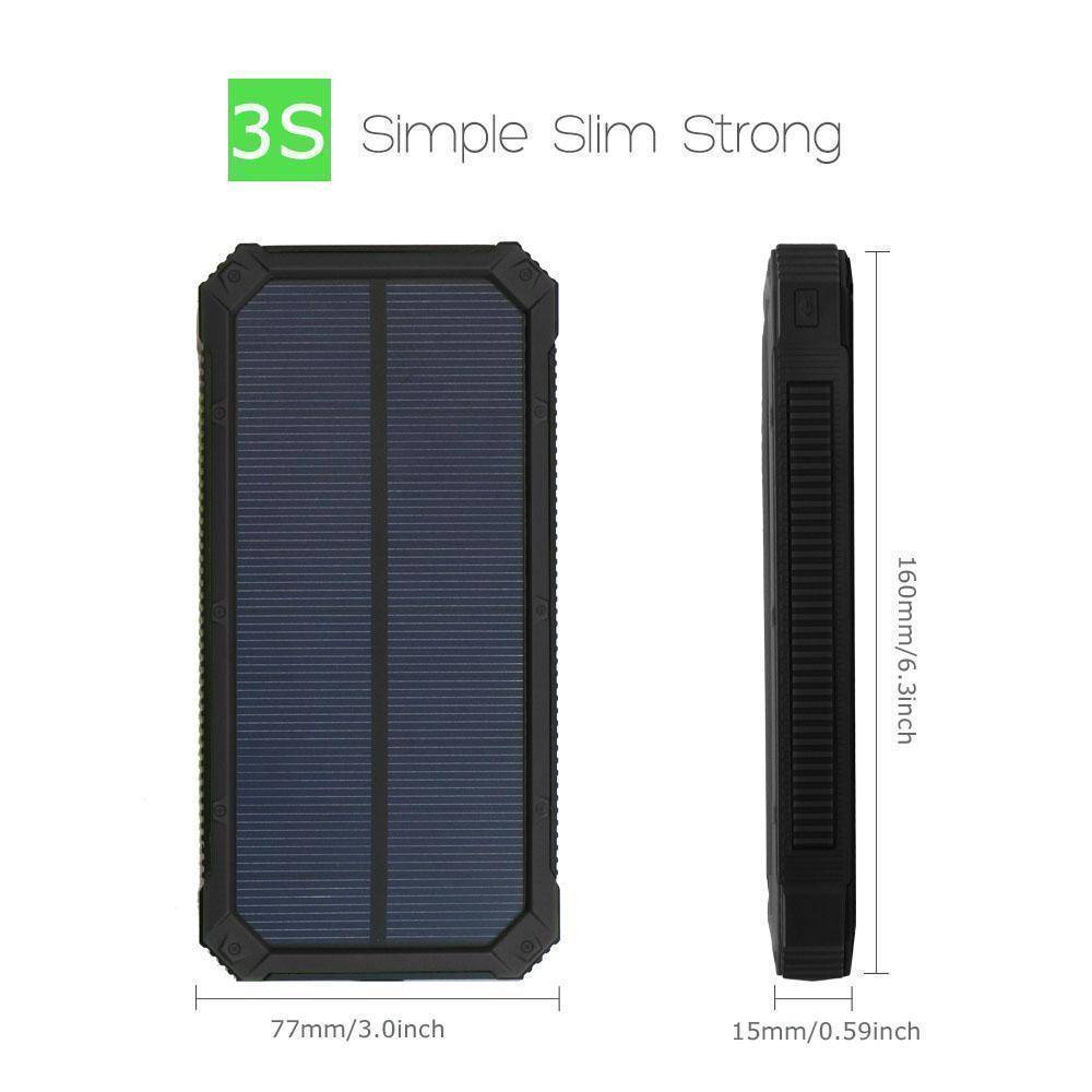 Solar Charger Power Bank 20000mAh with Built-in Flashlight